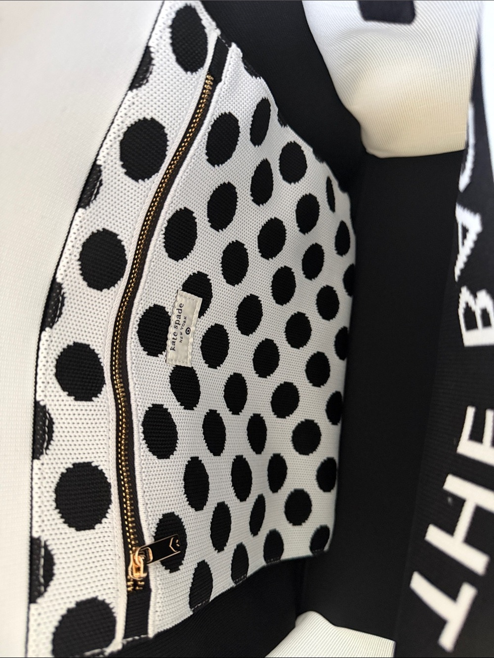 kate spade x Target Black & White 'It's In The Bag' Canvas Tote - Picture 7 of 9